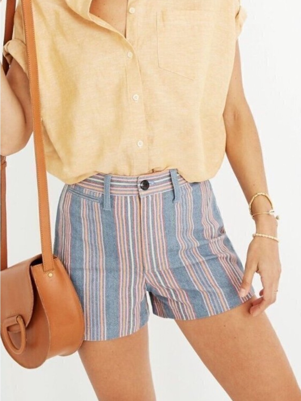Madewell Emmett Shorts In Rainbow Stripe Women's Size 24